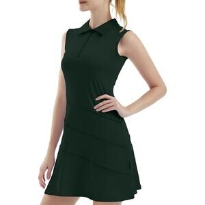 FKEEP Women's Tennis Golf Dresses Zipper V-Neck Sport Activewear with Shorts